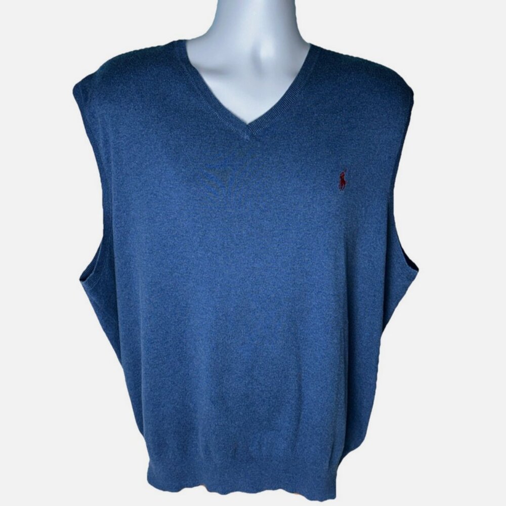 Polo Ralph Lauren Mens 3XB Big Blue Sweater Vest Pima Cotton Preppy Golf Pony